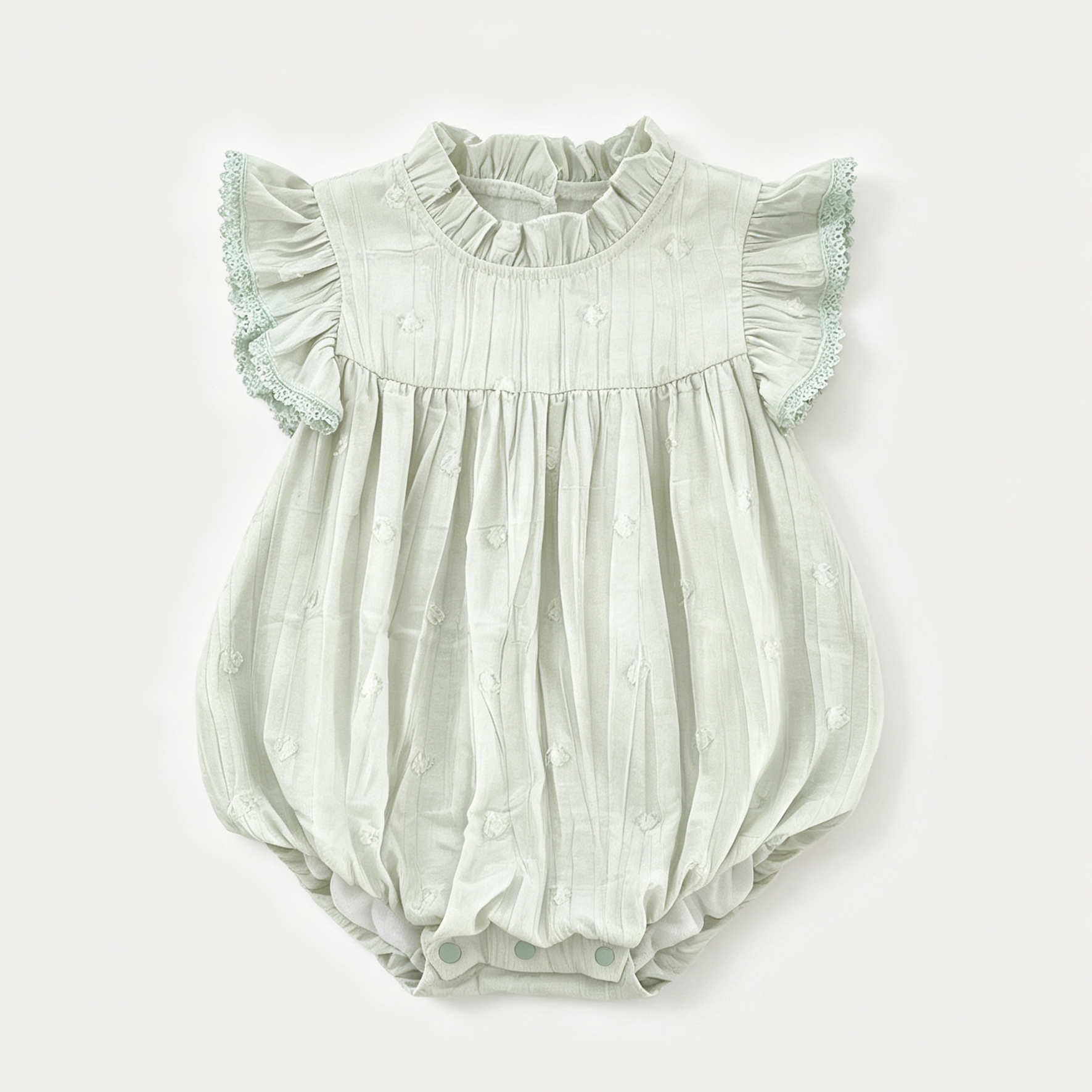 （Pre Order 2 Weeks）Girls Fall Mint Flying Sleeves Romper