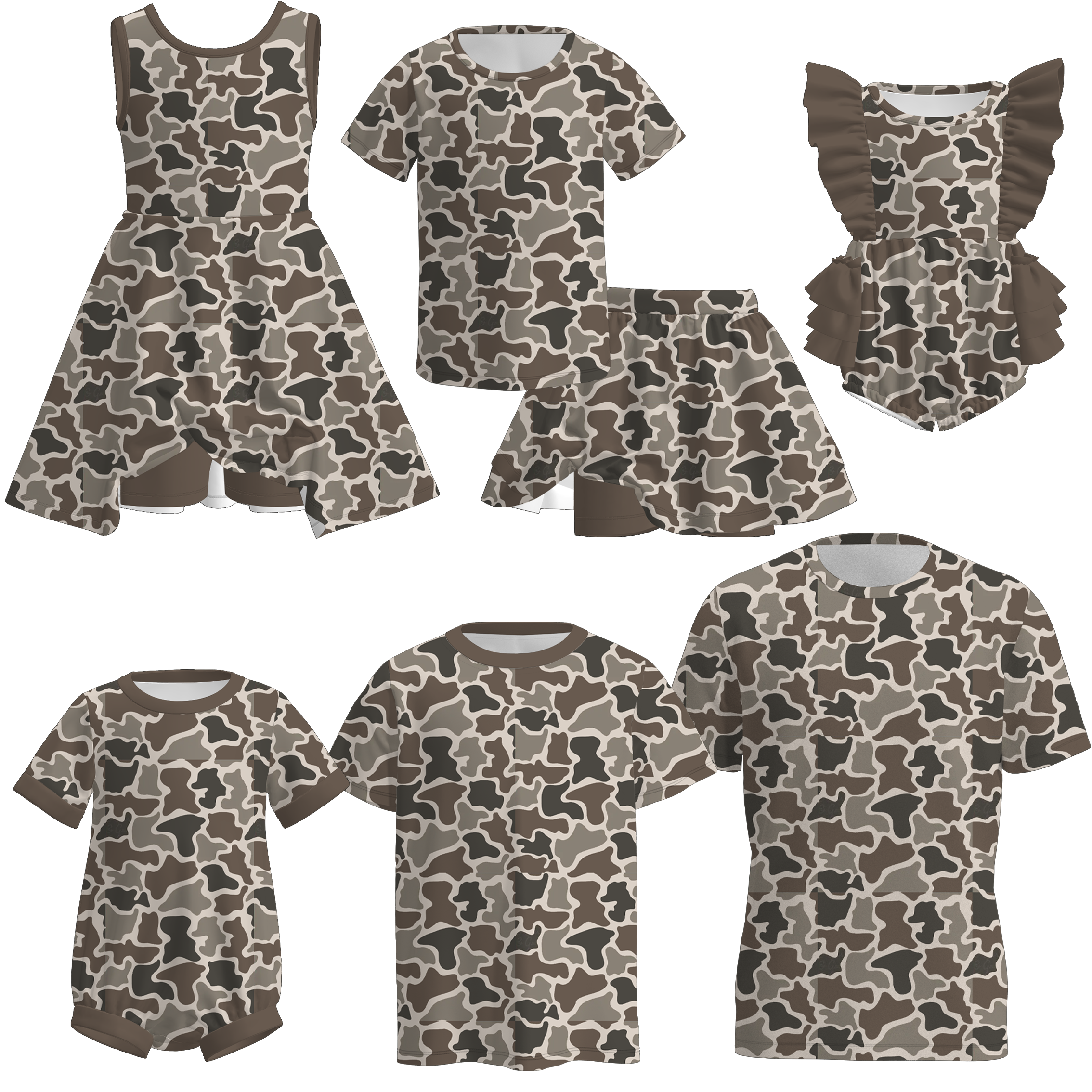 （Pre Order）Family Father's Day Camouflage Print Dress,Set,Top&Romper