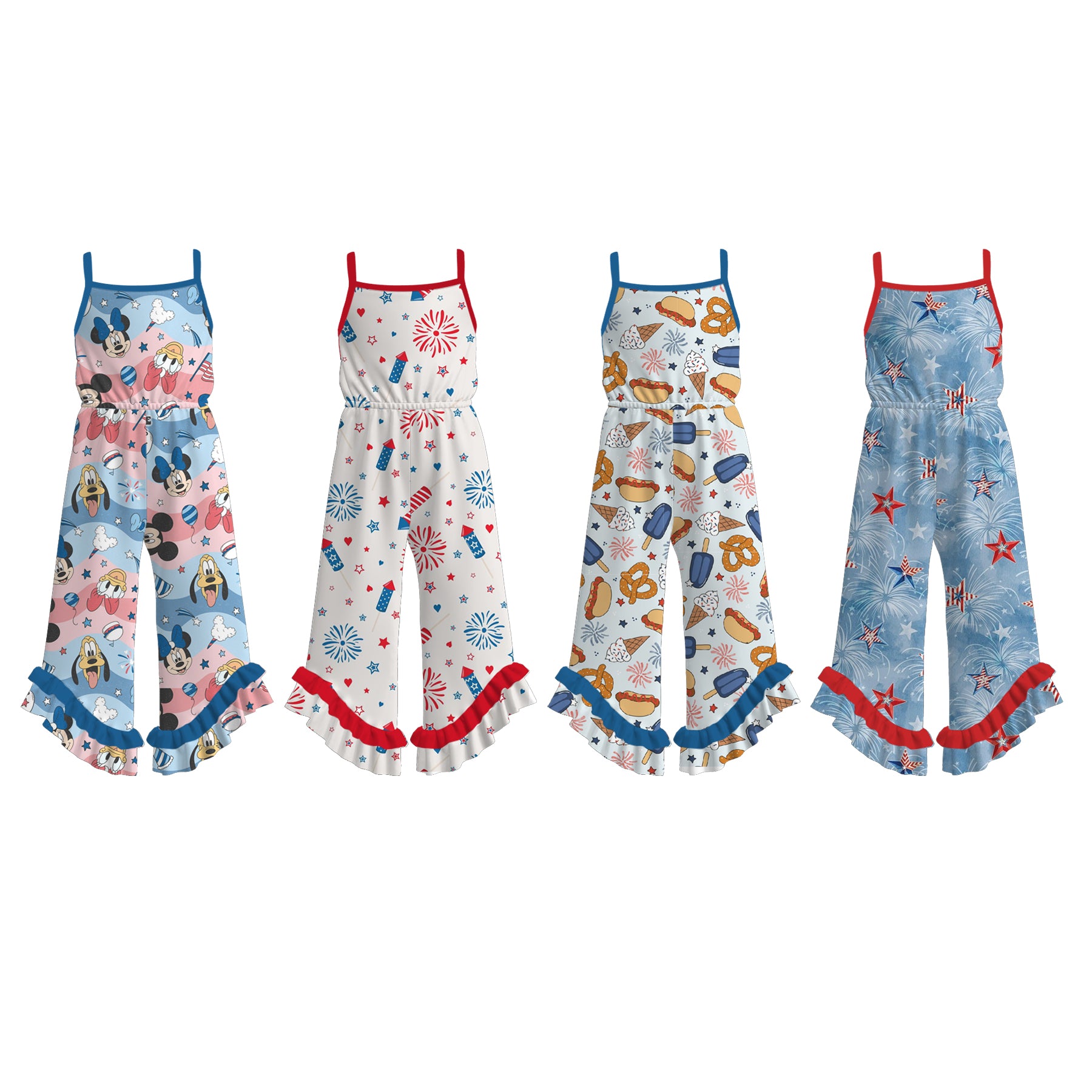 （Pre Order）Girls Patriotic Print Jumpsuit