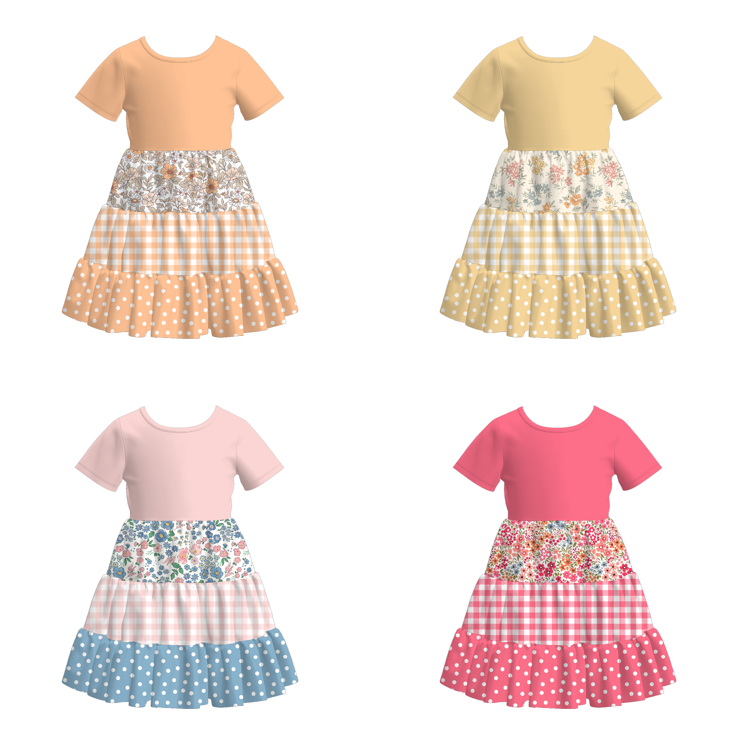 （Pre Order）Girls Fall Print Gored Dress