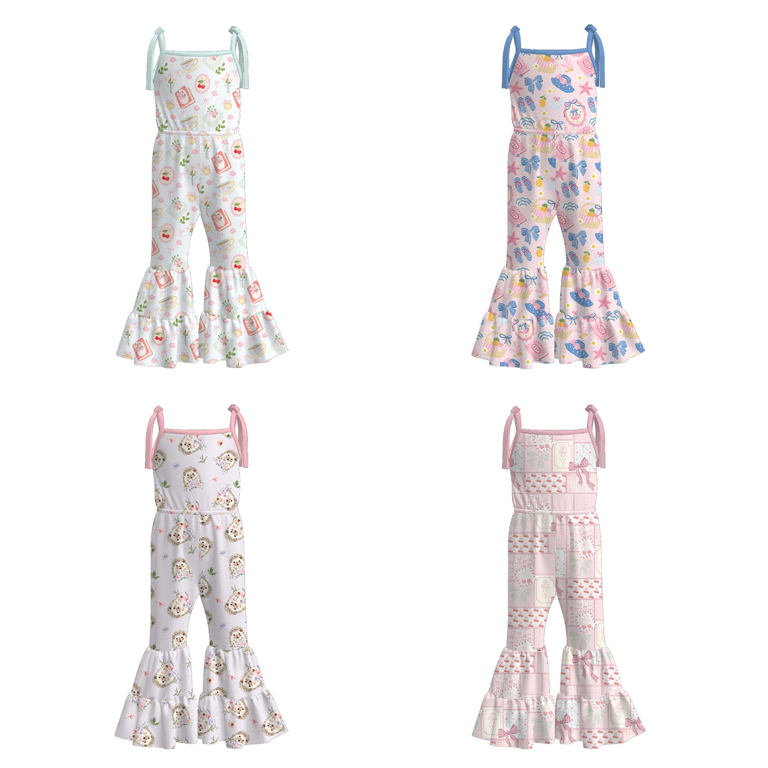 （Pre Order）Girls Spring and Summer Print Jumpsuit