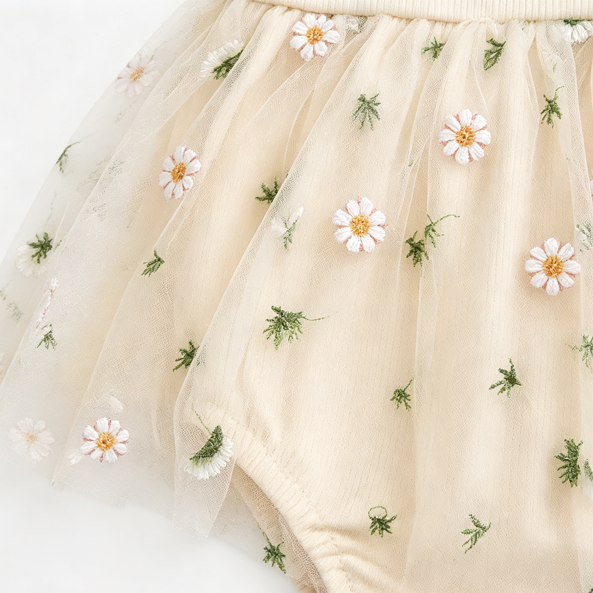 （Pre Order 2 Weeks）Toddler Girls Daisy Embroidery Tulle Romper