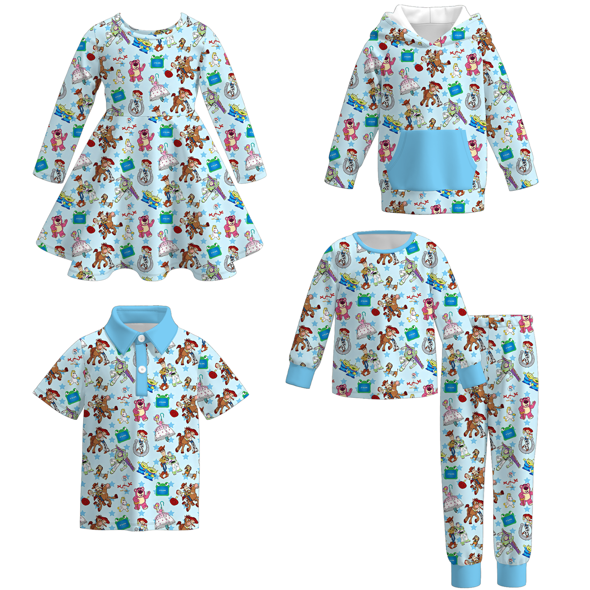 （Weekly Pre-Order）Siblings Cartoon Toy Print Dress,Pajamas&Top（Ends 10.6）