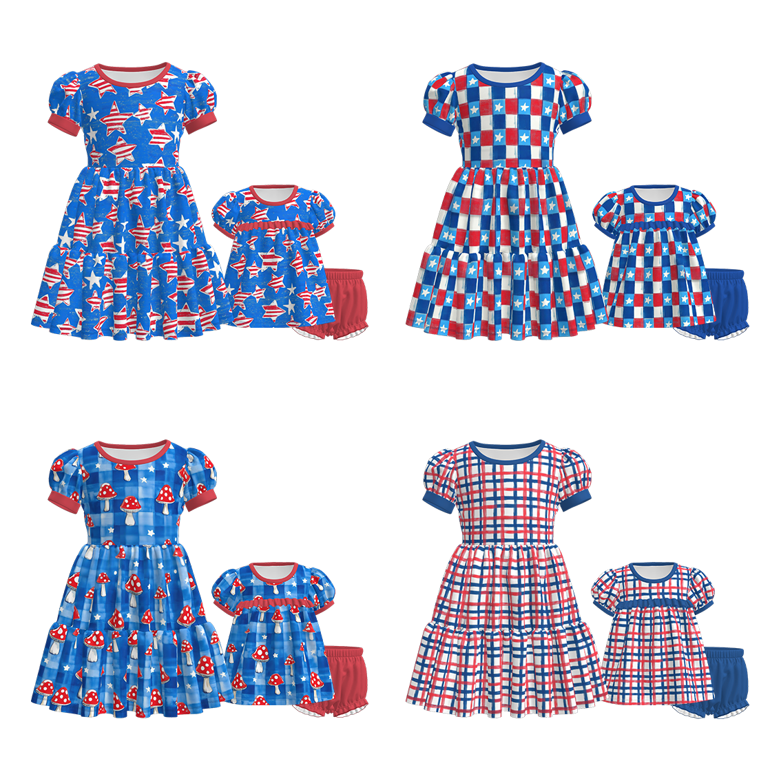 （Pre Order）Sisters Patriotic Print Dress＆Bloomer Set
