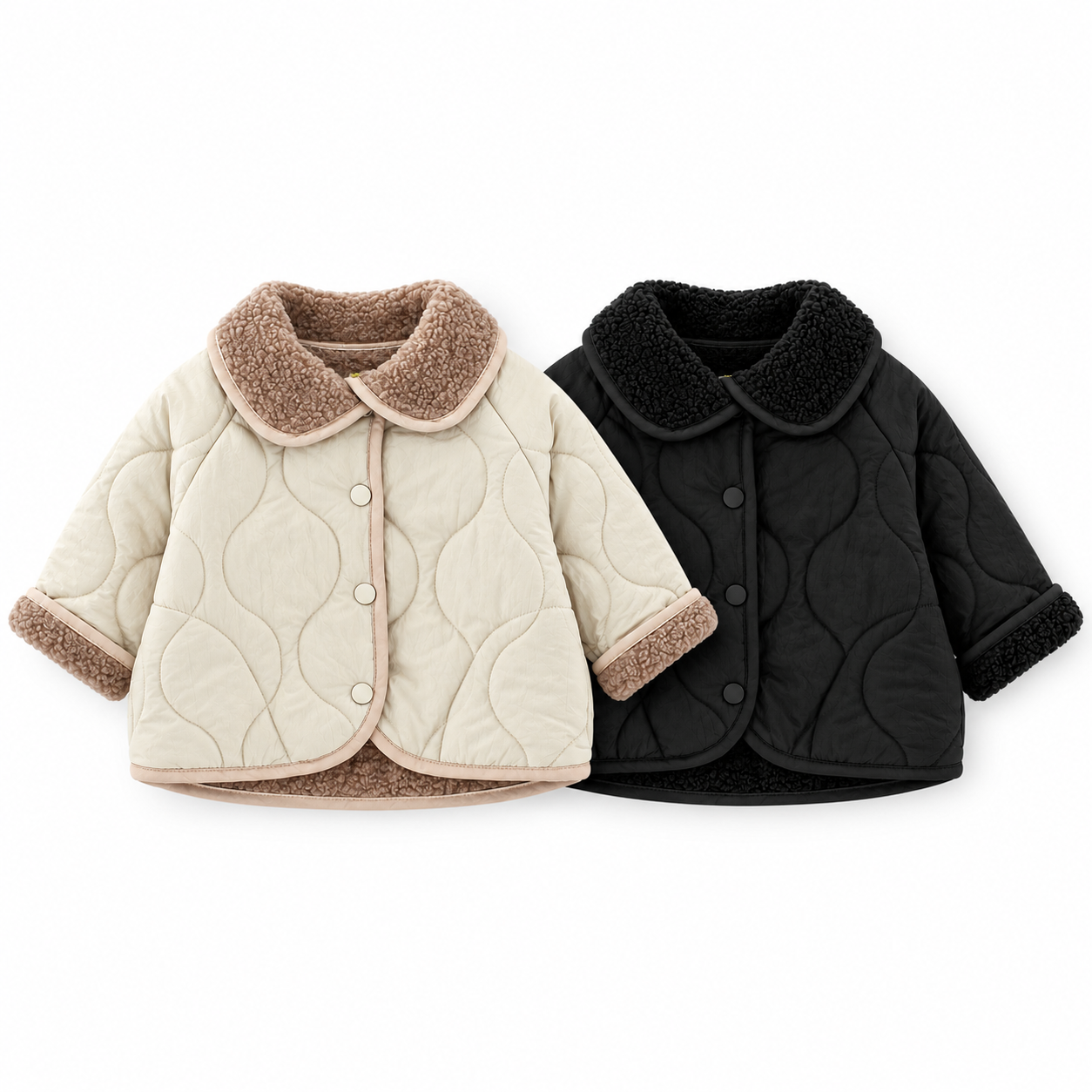 （Pre Order 2 Weeks）Girls Sherpa Collar Quilted Winter Jacket