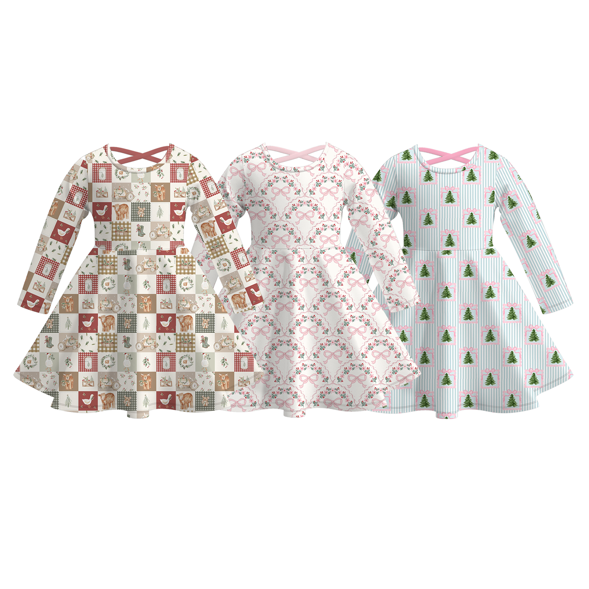 （Pre Order）Girls Christmas Print Dress