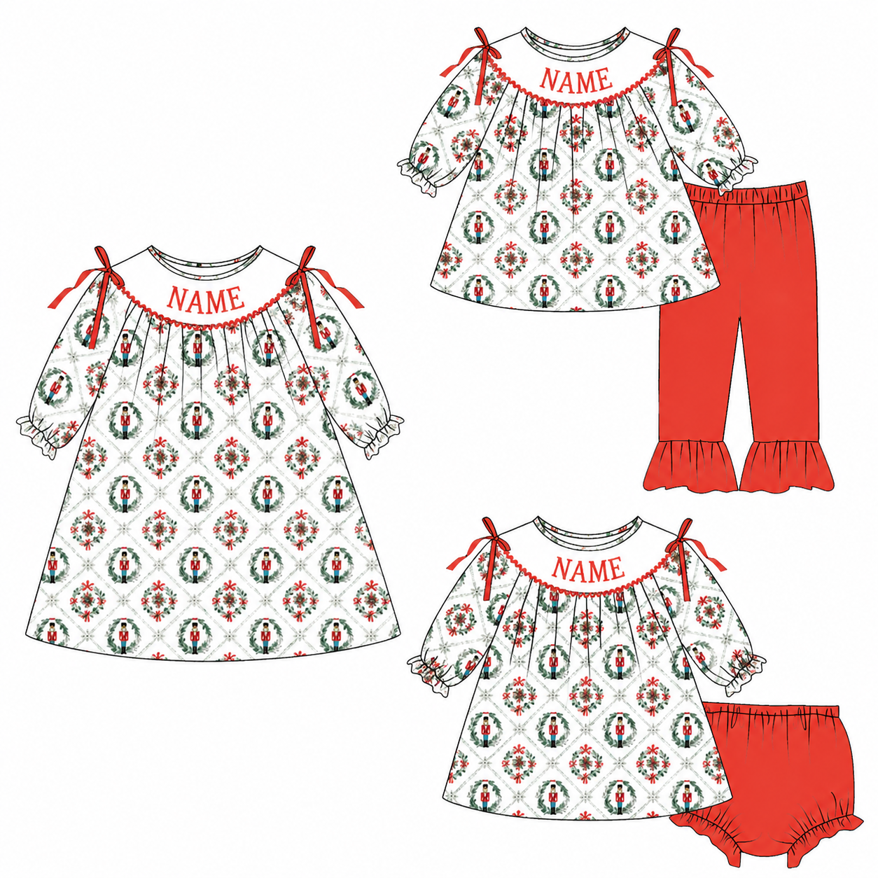 （Weekly Pre-Order）Sisters Christmas Embroidery Smocked Dress,Set&Romper（Ends 8.23）