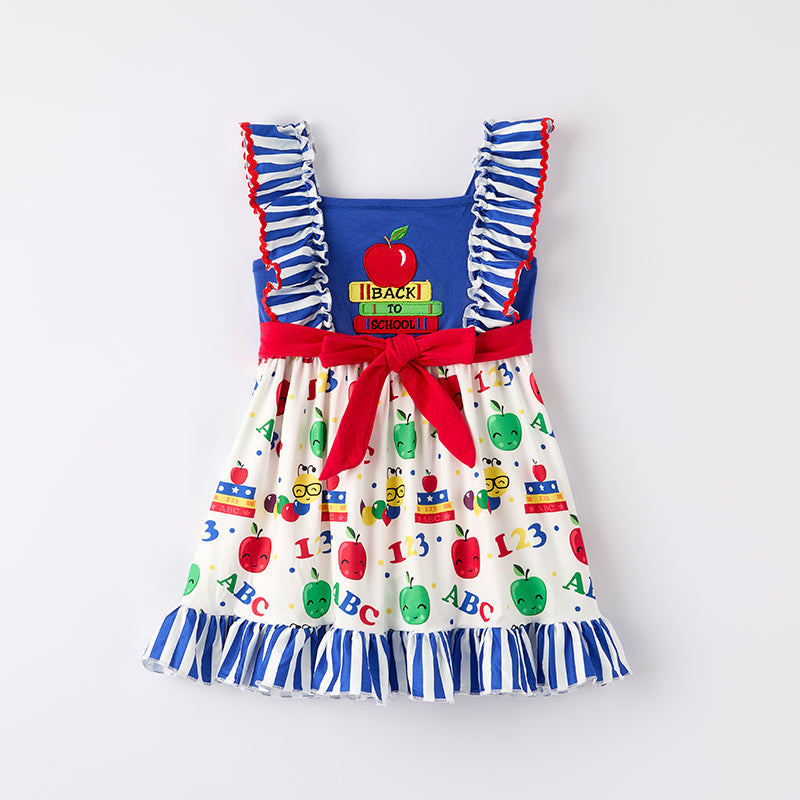 （In Stock）Girls Summer Back To School Applique Dress