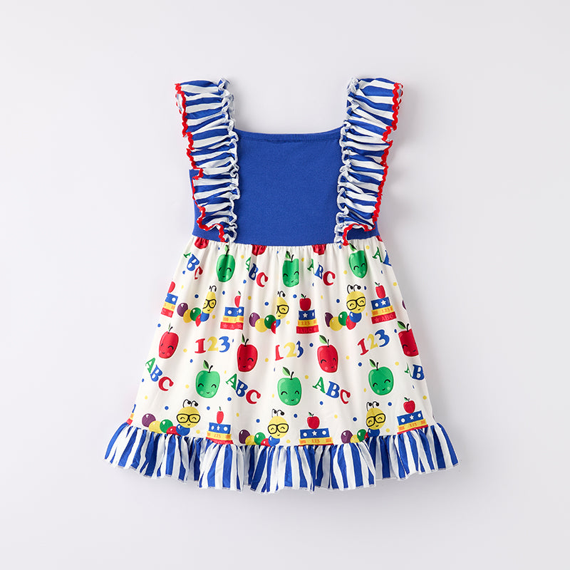 （In Stock）Girls Summer Back To School Applique Dress