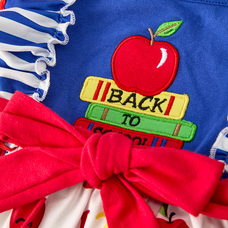 （In Stock）Girls Summer Back To School Applique Dress