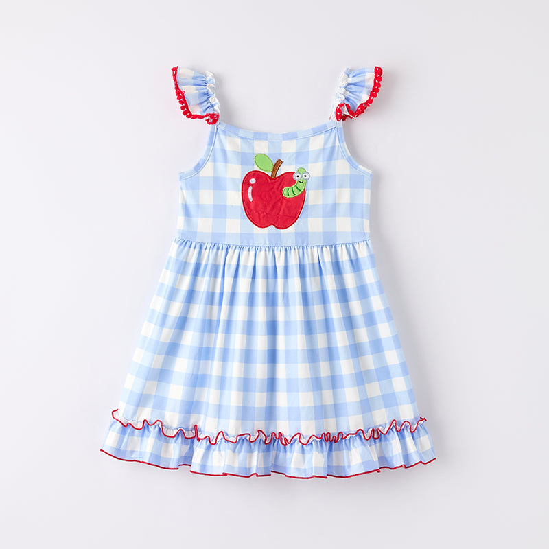 （In Stock）Girls Summer Back To School Applique Dress