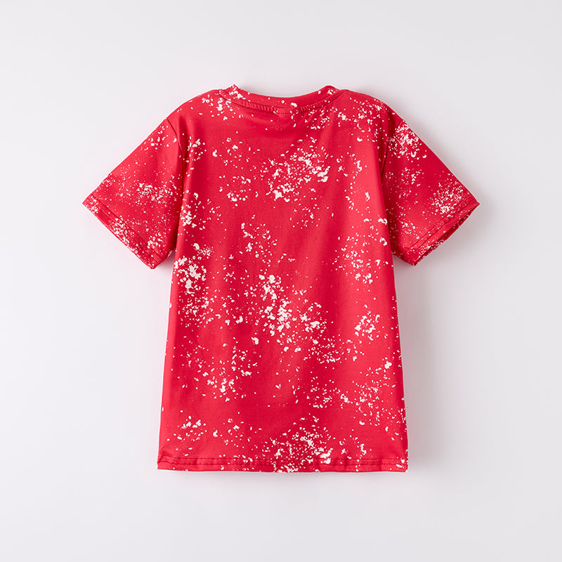 （In Stock）Boys Summer Back To School Print Red Top