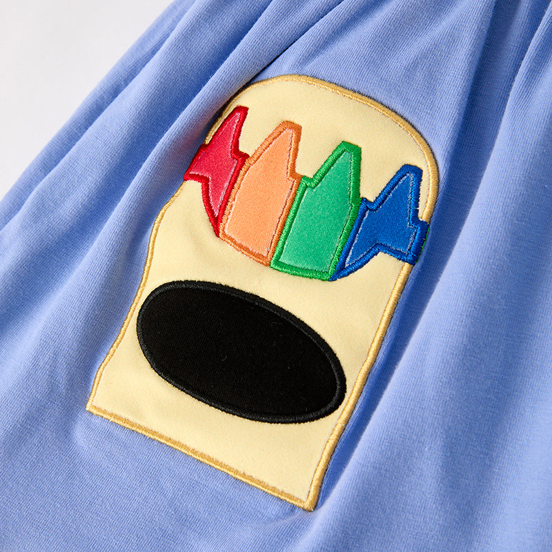 （In Stock）Girls Summer Back To School Crayon Applique Dress