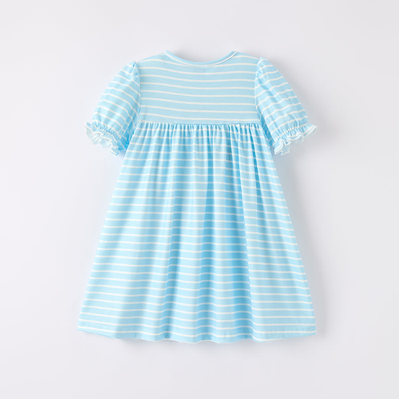 （In Stock）Girls Summer Back To School Pencil Embroidery Dress