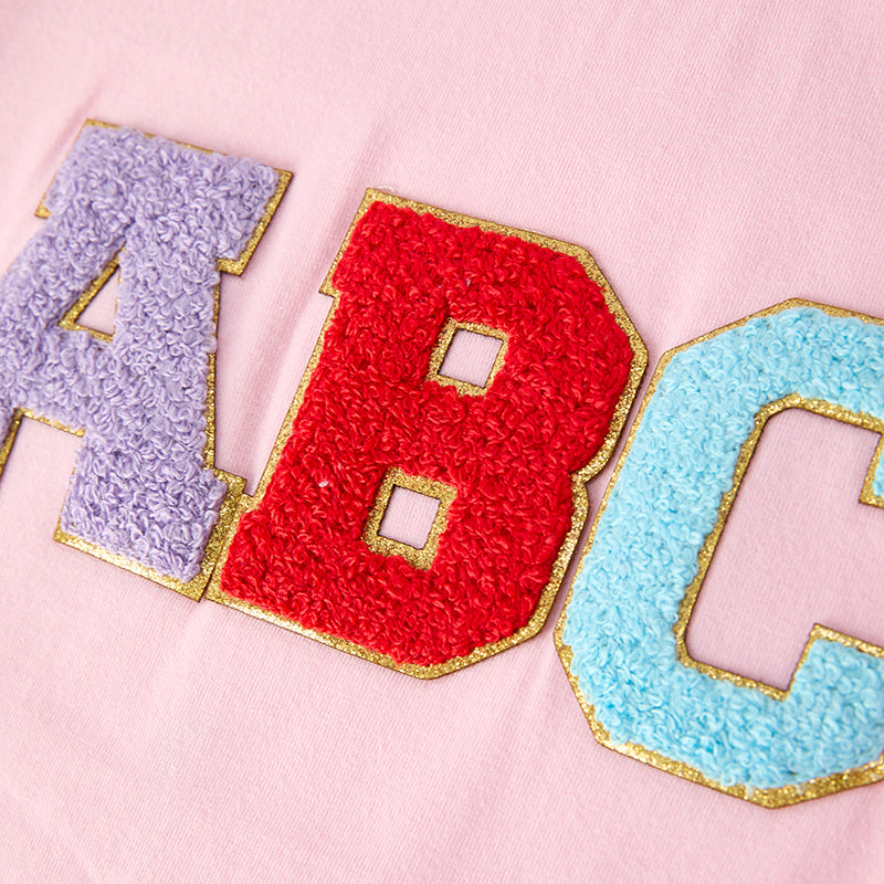 （In Stock）Girls Summer Back To School ABC Chenille Patches Top