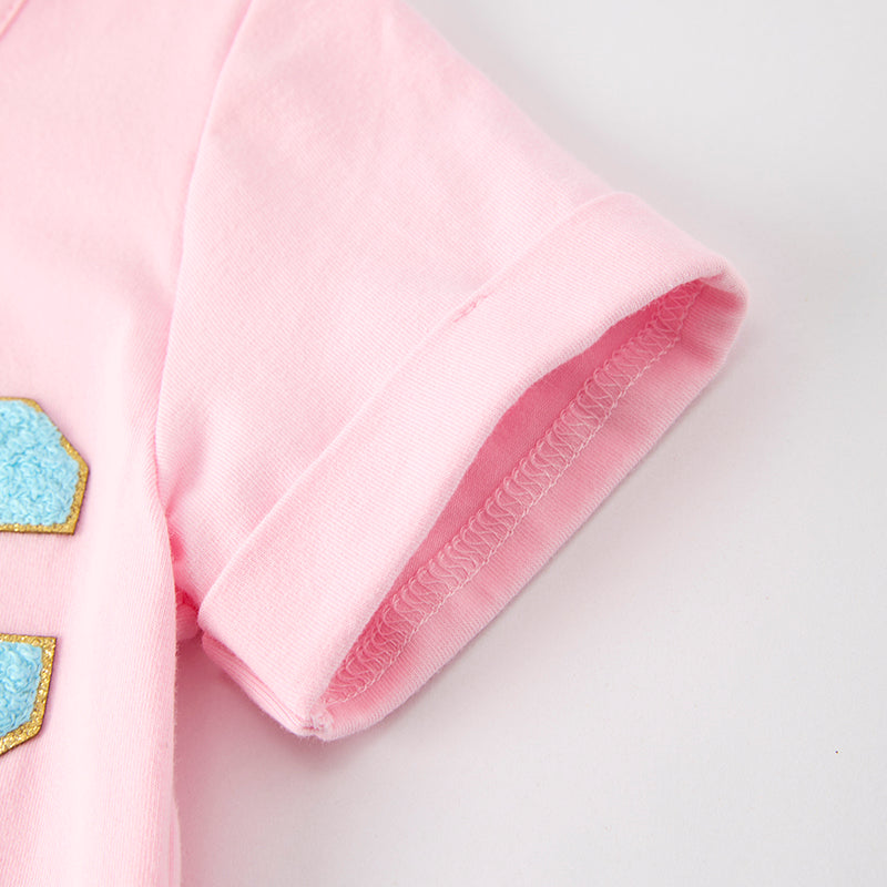 （In Stock）Girls Summer Back To School ABC Chenille Patches Top