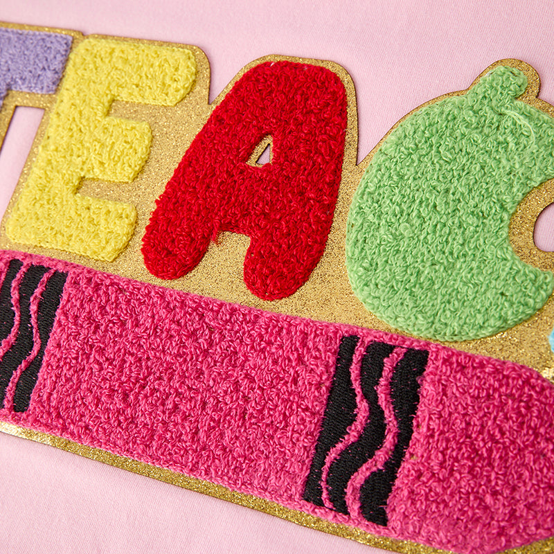 （In Stock）Teacher Summer Back To School TEACH Chenille Patches Top