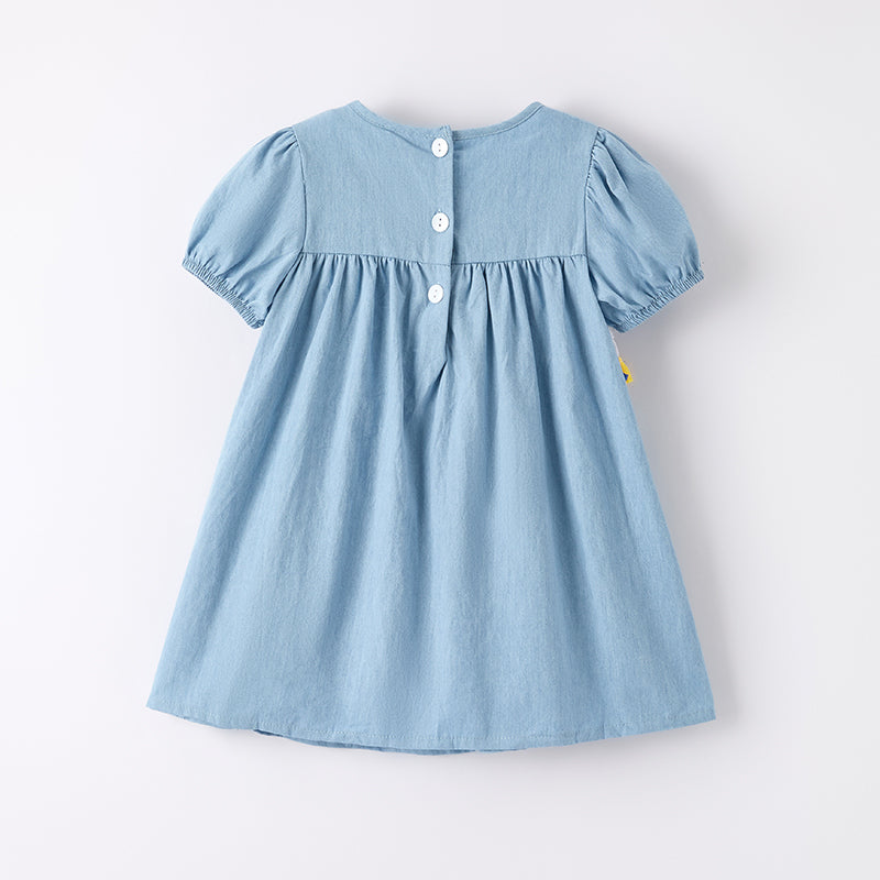 （In Stock）Girls Summer Back To School Homework Applique Tassel Dress