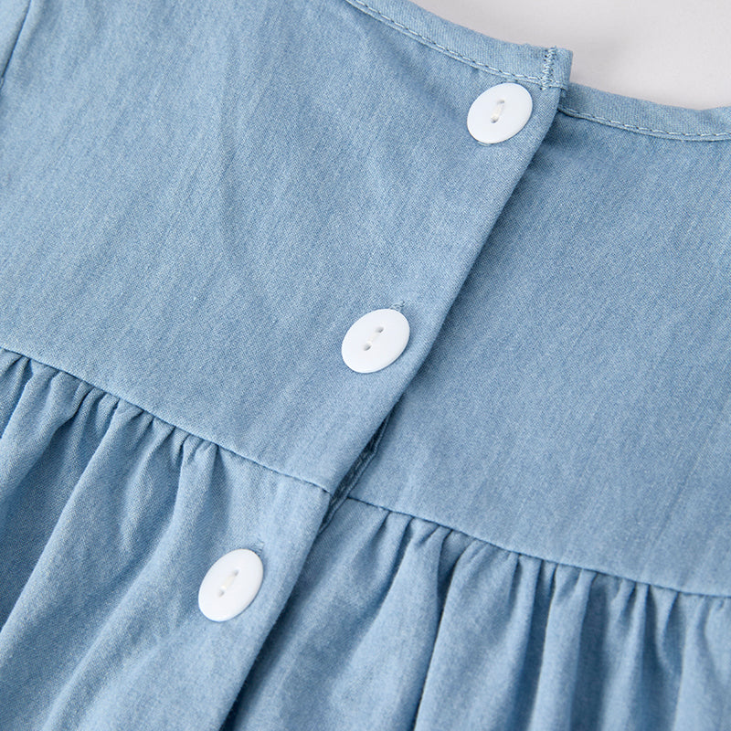 （In Stock）Girls Summer Back To School Homework Applique Tassel Dress