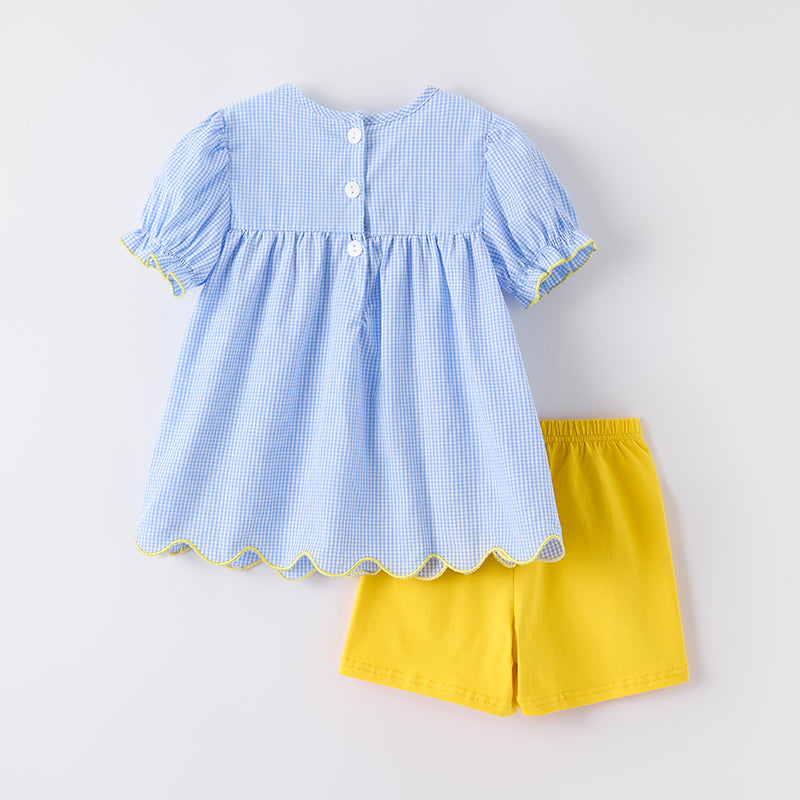 （In Stock）Girls Summer Back To School Pencil Applique Shorts Set