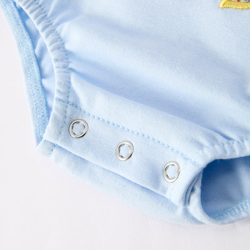 （In Stock）Toddler Girls Fall Chick Applique Baby Blue Romper