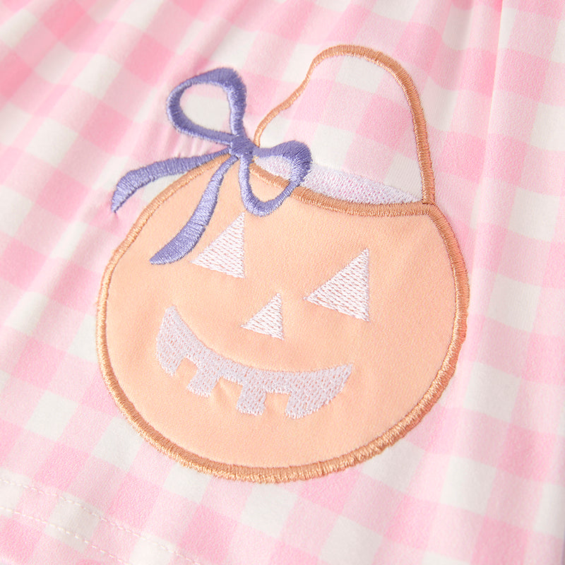 （In Stock）Toddler Girls Halloween Pumpkin Applique Bloomer Set