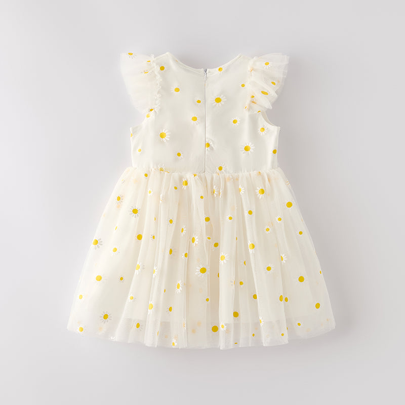 （In Stock）Girls Summer Daisy Print Tulle Dress
