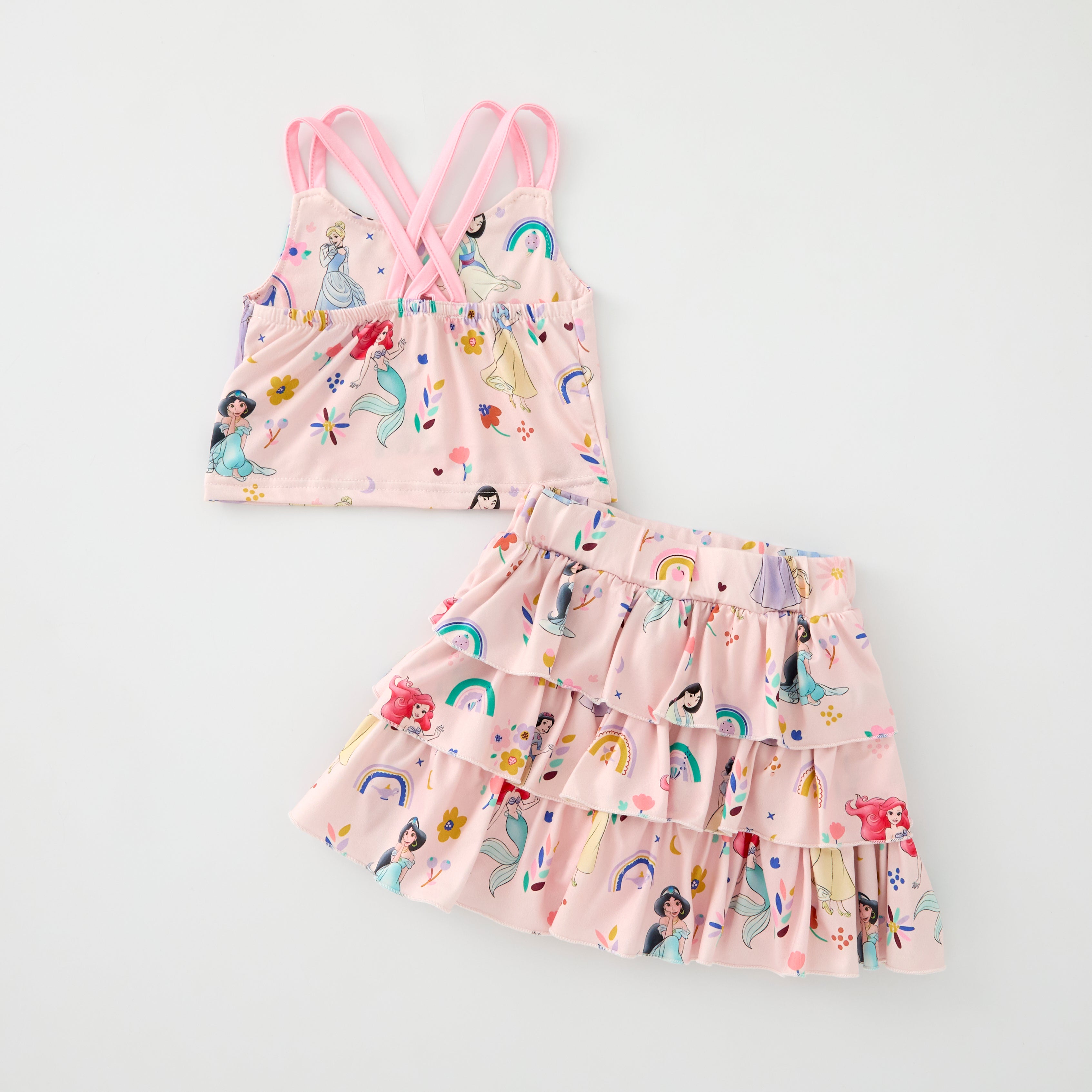 （Pre Order）Girls Spring and Summer Princess＆Cartoon Print Skort Set