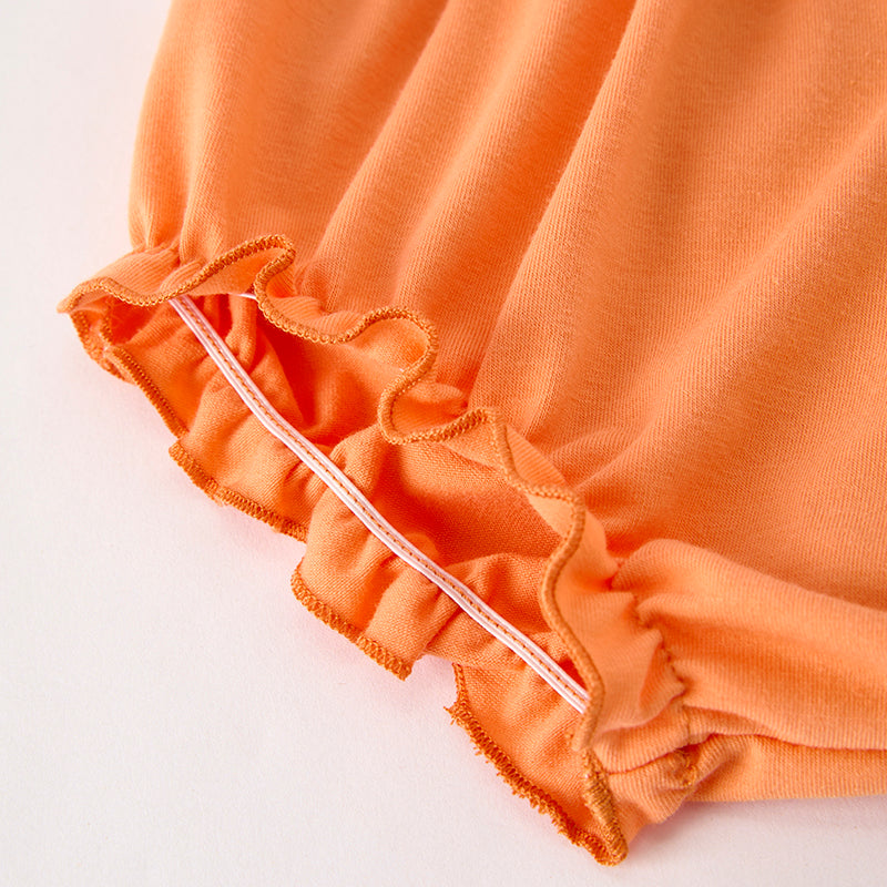 （In Stock）Toddler Girls Halloween＆Thanksgiving Pumpkin Applique Bloomer Set