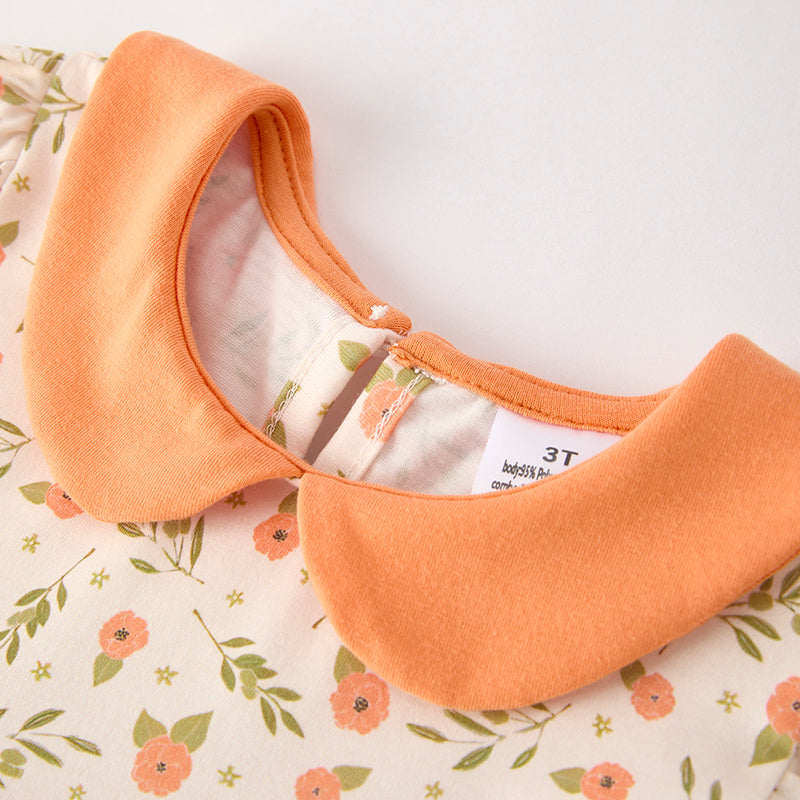 （In Stock）Toddler Girls Halloween＆Thanksgiving Pumpkin Applique Bloomer Set