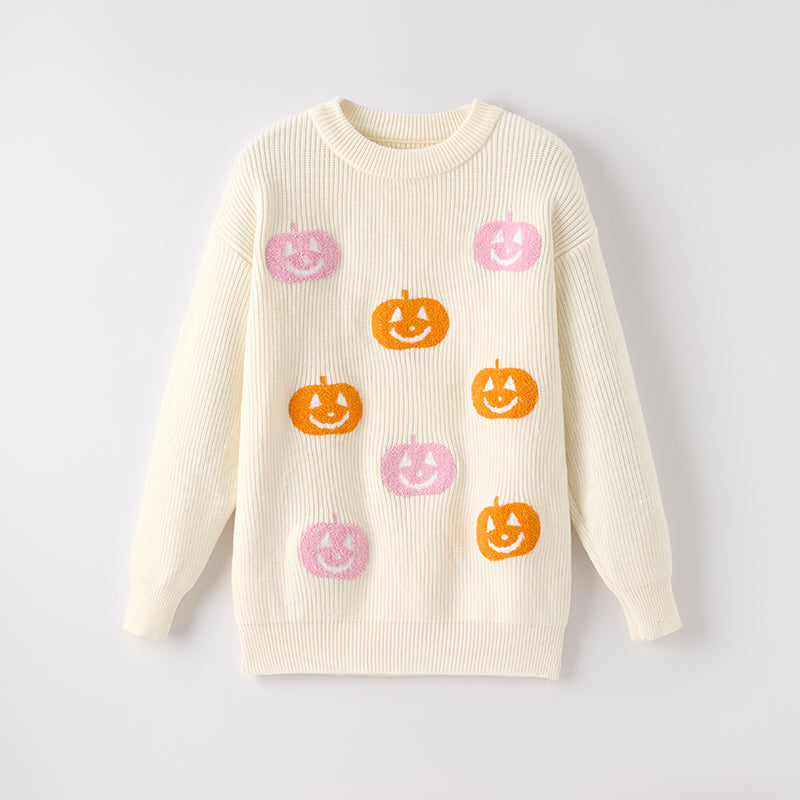 （In Stock）Mommy＆Me Halloween Pumpkin Applique Sweater
