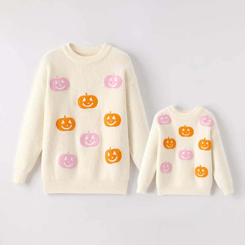 （In Stock）Mommy＆Me Halloween Pumpkin Applique Sweater