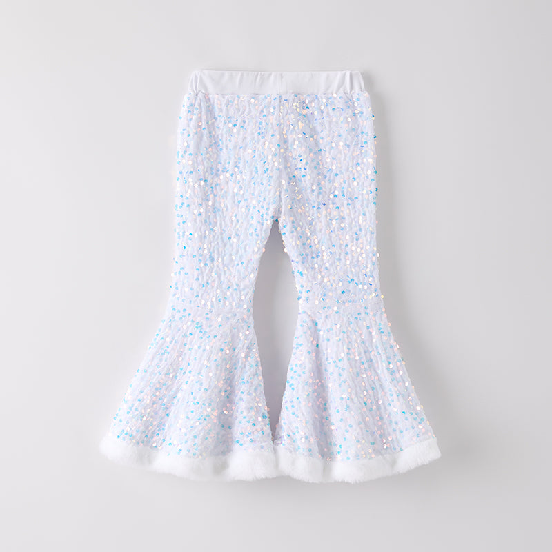 （In Stock）Girls Christmas White Sequin Pants
