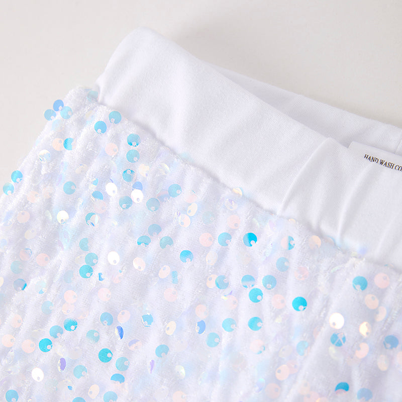 （In Stock）Girls Christmas White Sequin Pants