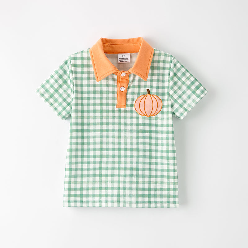 （In Stock）Boys Halloween＆Thanksgiving Pumpkin Applique Top
