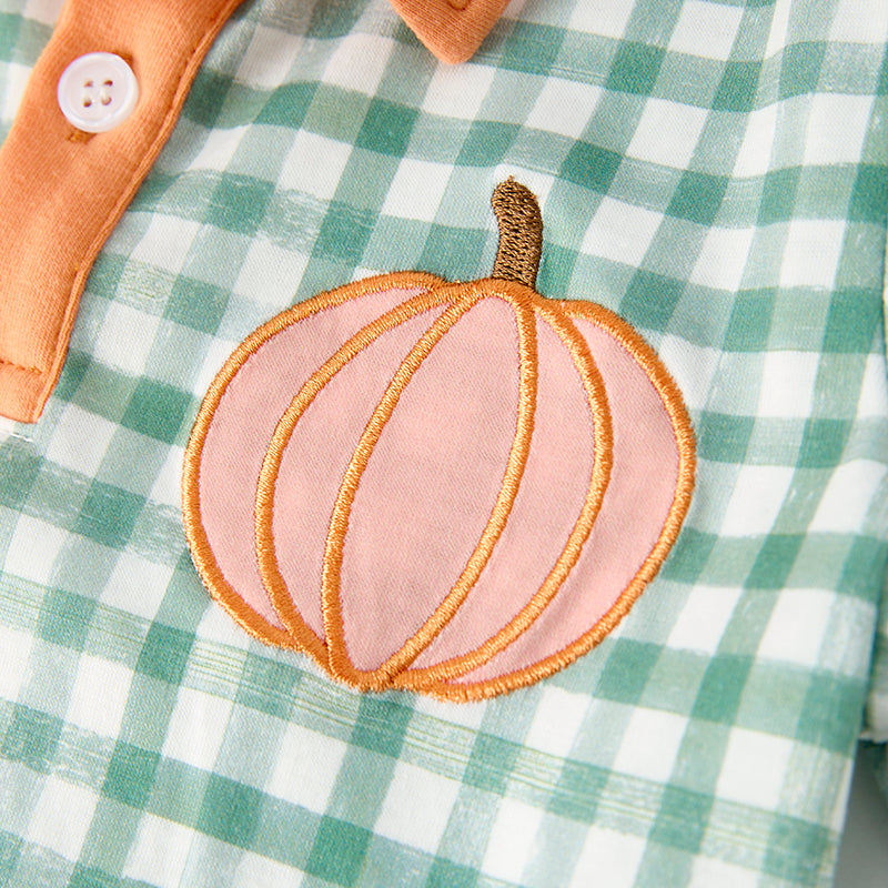 （In Stock）Boys Halloween＆Thanksgiving Pumpkin Applique Top