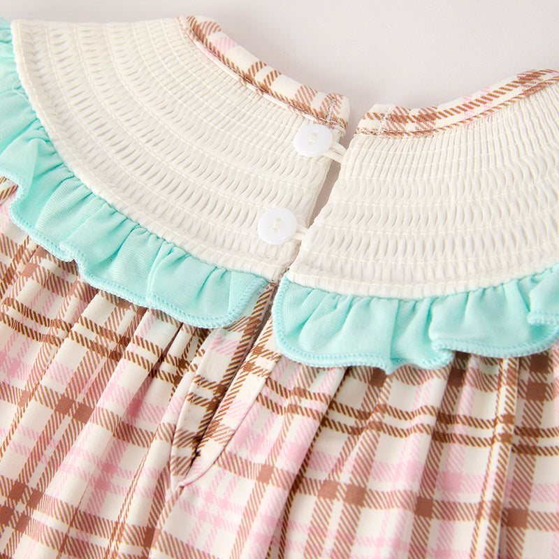 （In Stock）Girls Thanksgiving Turkey Embroidery Smocked Dress