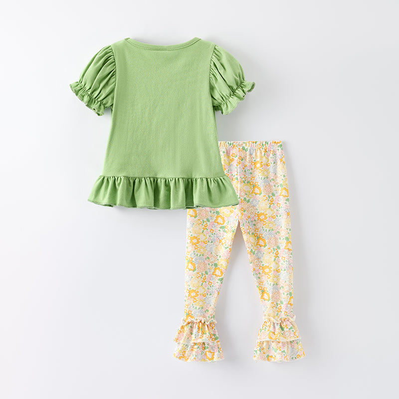 （In Stock）Girls Thanksgiving Scarecrow Applique Ruffle Outfit Set