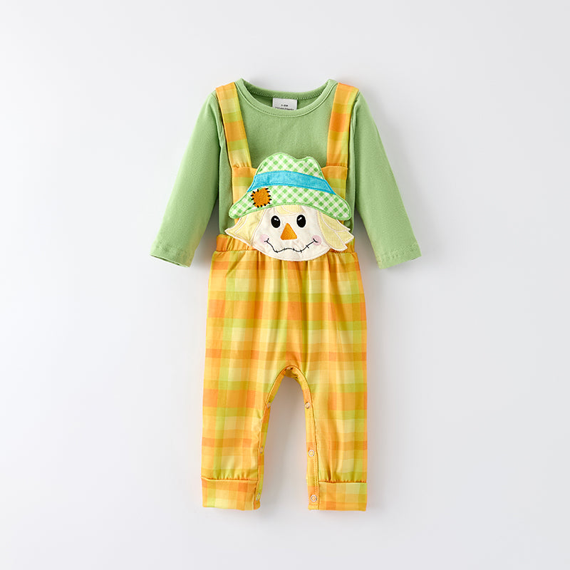 （In Stock）Toddler Boys Thanksgiving Scarecrow Applique Romper
