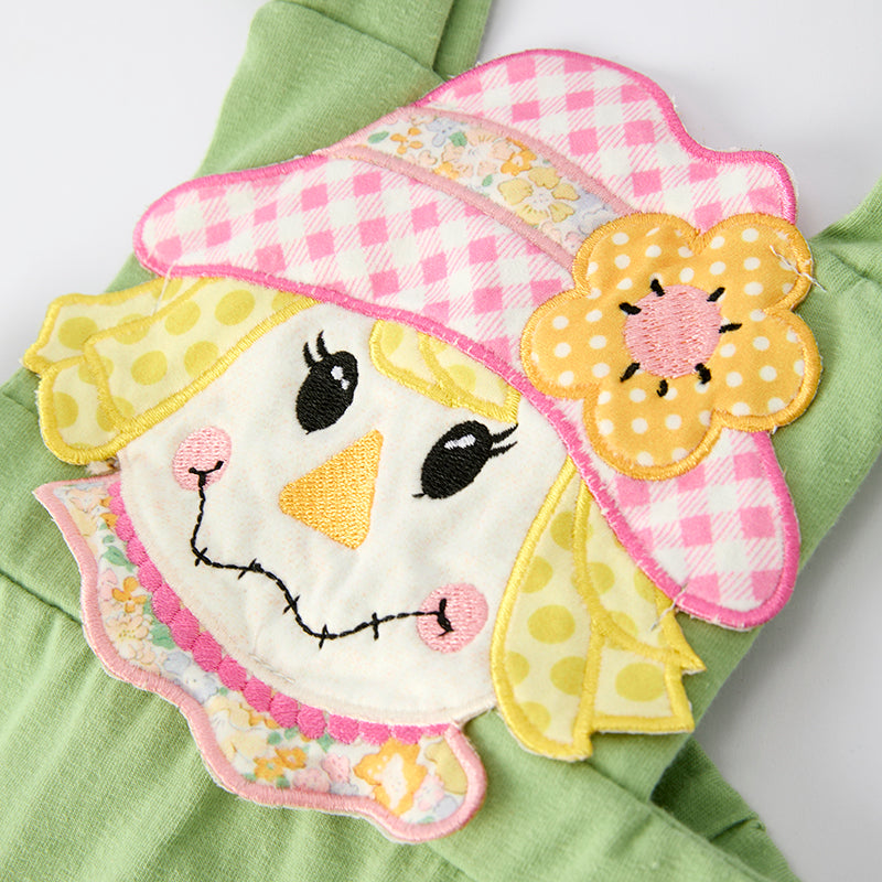 （In Stock）Toddler Girls Thanksgiving Scarecrow Applique Romper