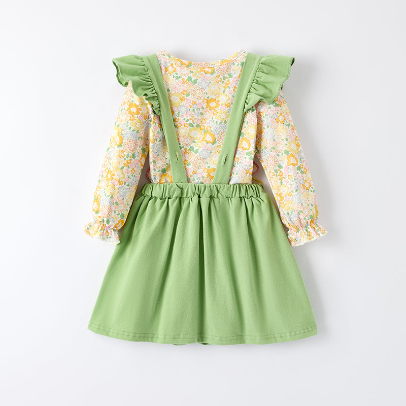 （In Stock）Girls Thanksgiving Scarecrow Applique Dress with Pockets