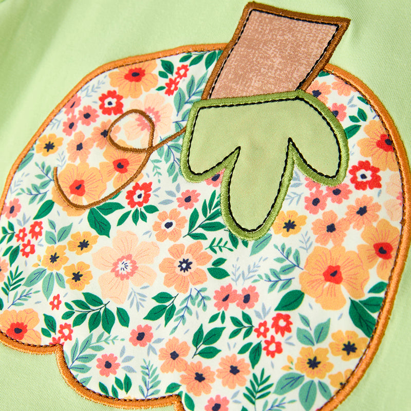 （In Stock）Girls Thanksgiving Pumpkin Applique Ruffle Outfit Set