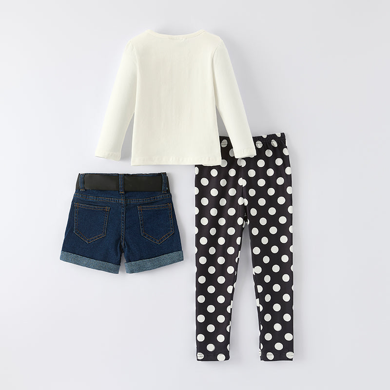 （In Stock）Girls Fall&Winter Smile Print Outfit Set