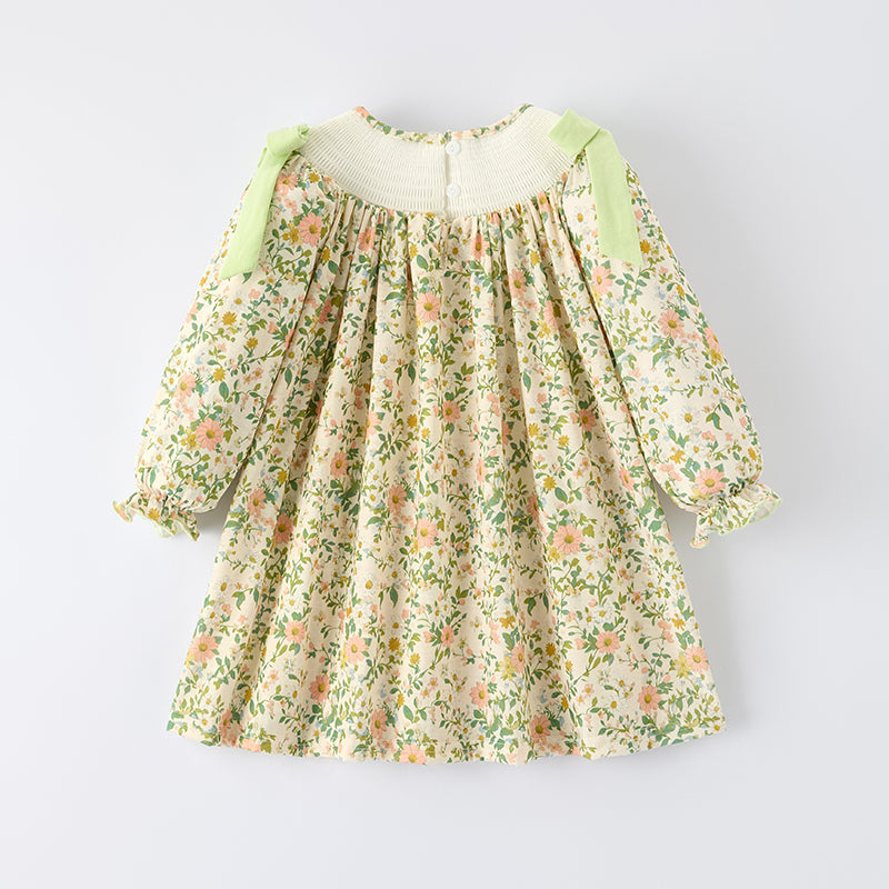 （In Stock）Girls Fall&Winter GOD IS GOOD Embroidery Smocked Dress