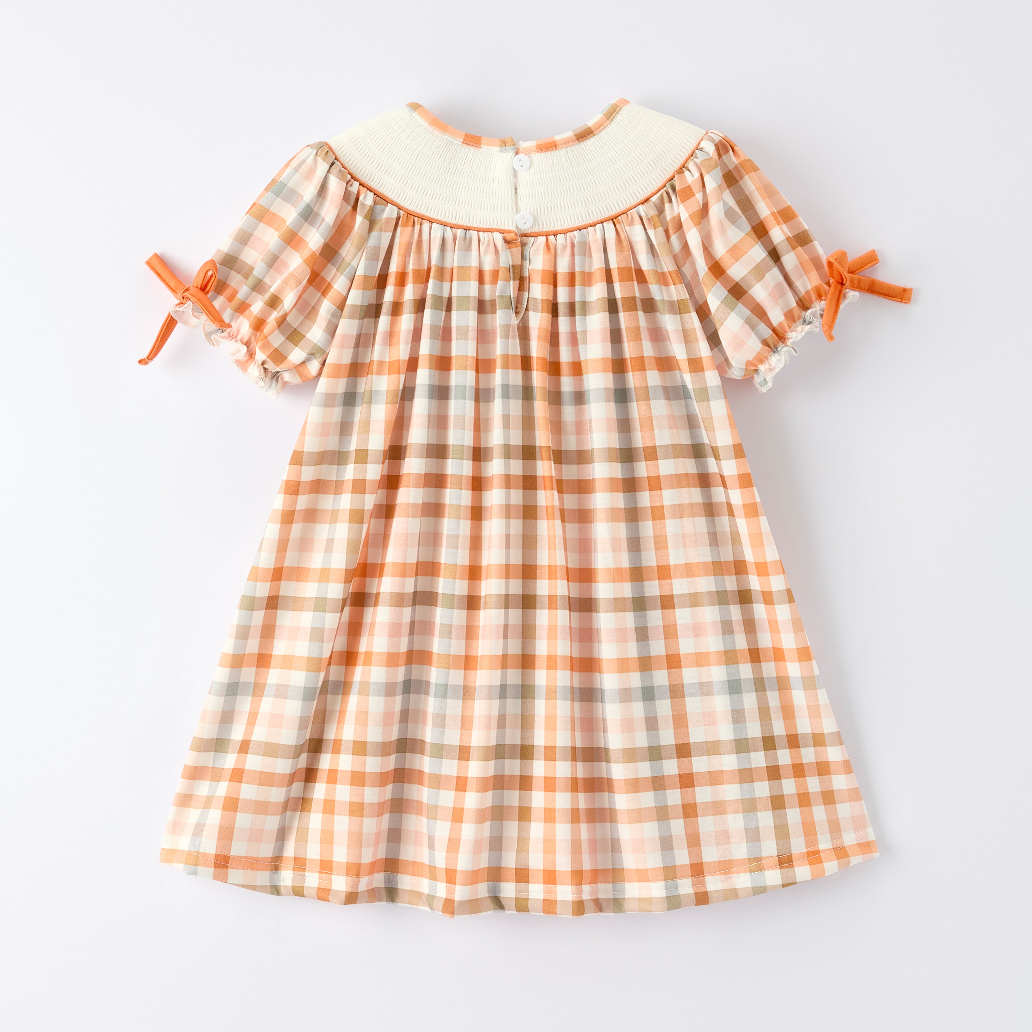 （In Stock）Girls Thanksgiving Turkey Embroidery Smocked Dress