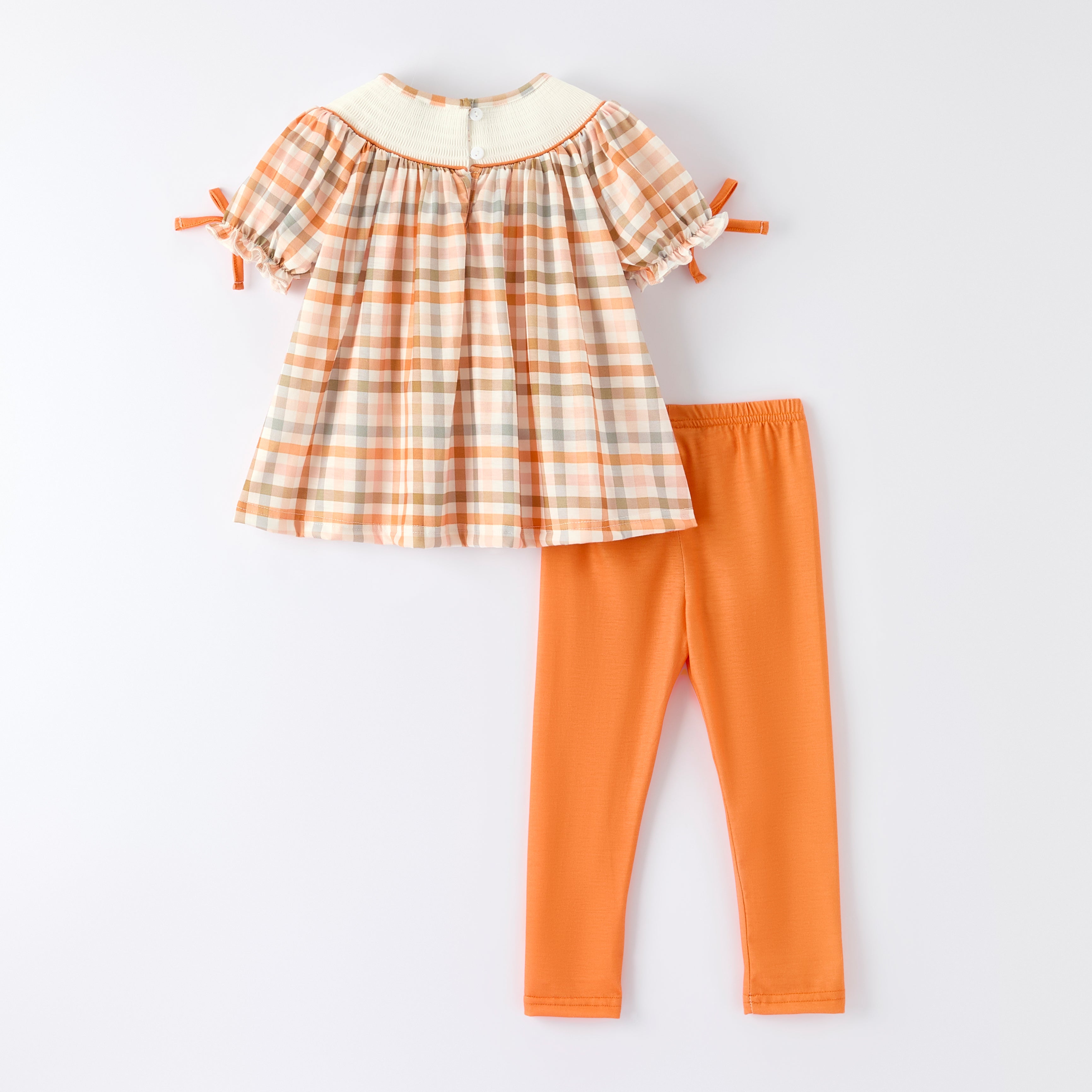 （In Stock）Girls Thanksgiving Turkey Embroidery Smocked Outfit Set