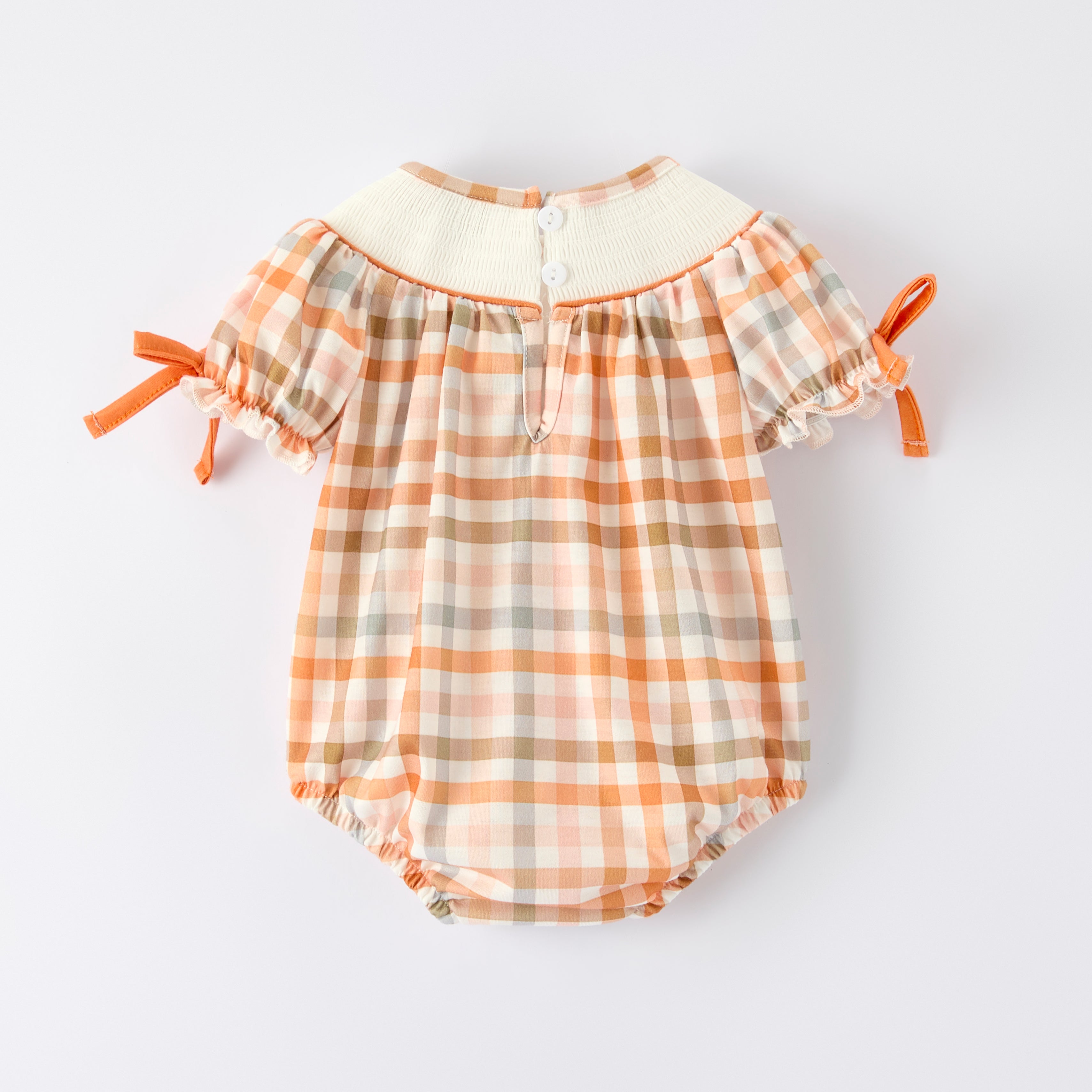 （In Stock）Toddler Girls Thanksgiving Turkey Embroidery Smocked Romper
