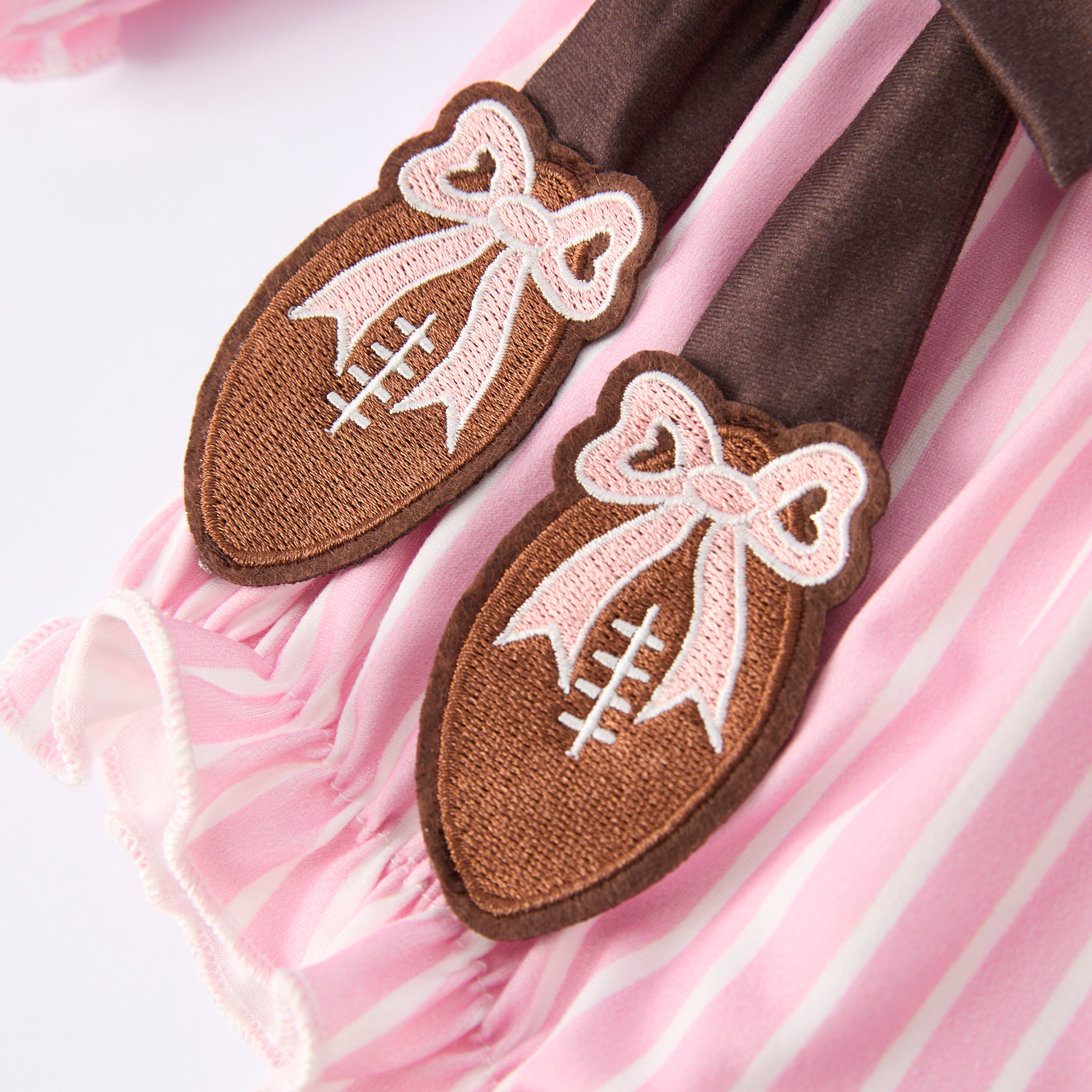 （In Stock）Toddler Girls Football GAME DAY Embroidery Smocked Romper