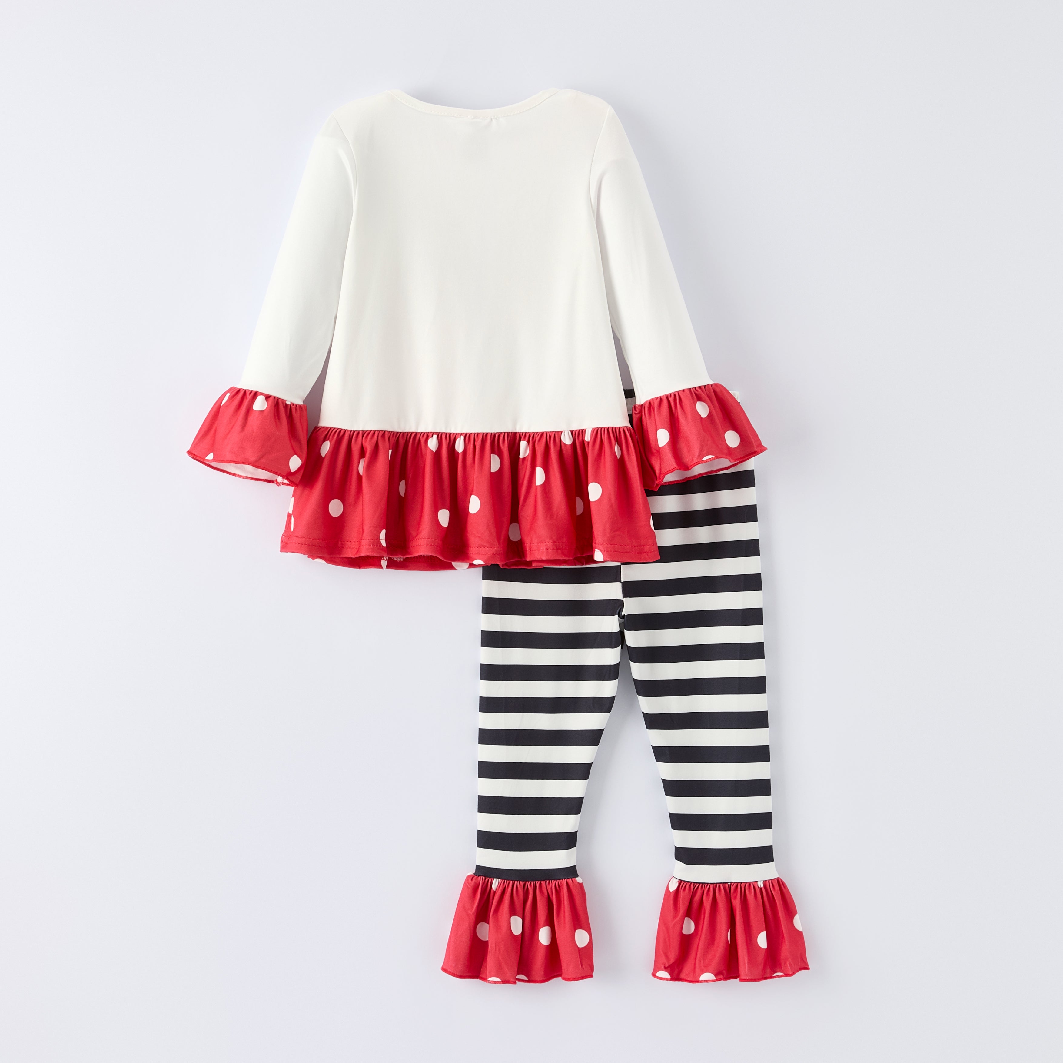 （In Stock）Girls Christmas Elk Print Ruffle Outfit Set