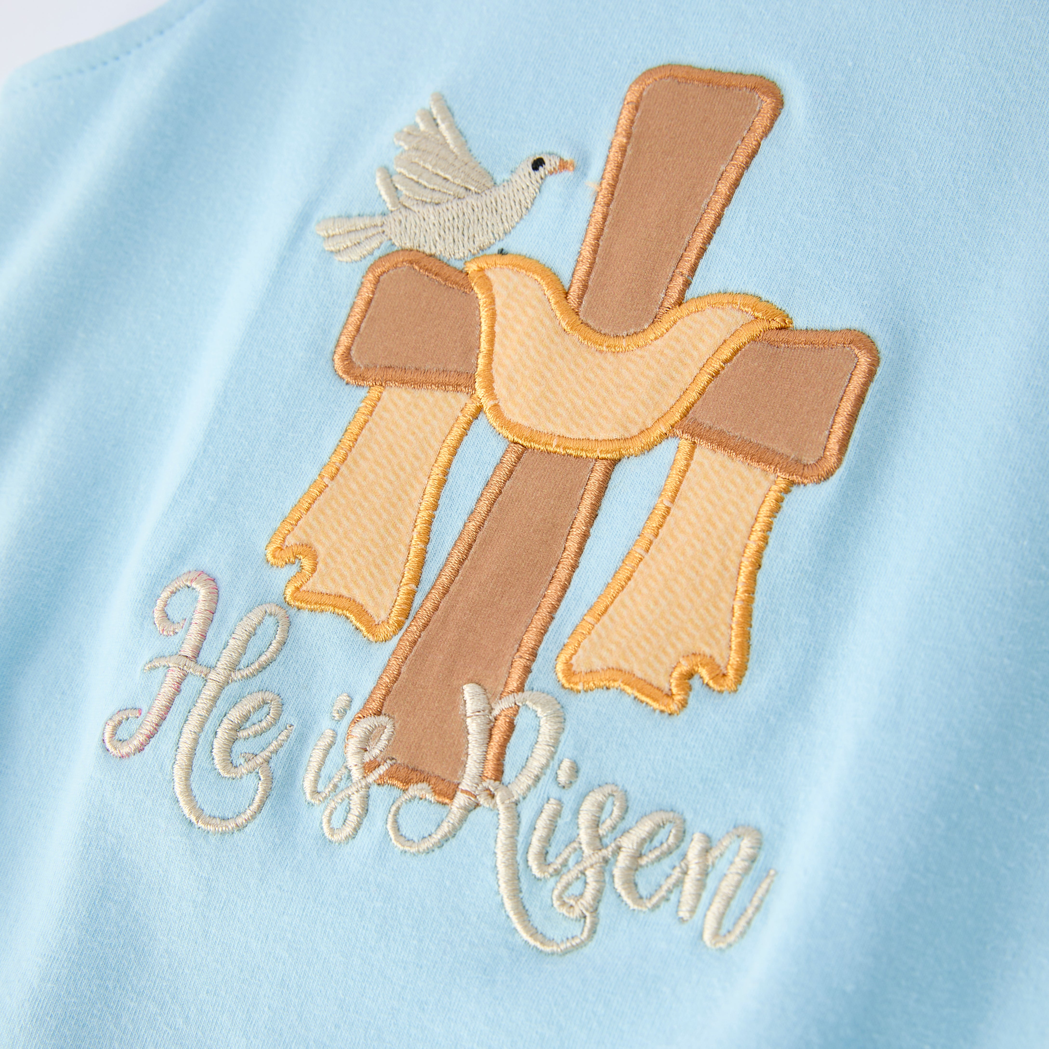 （In Stock）Siblings Easter Cross Applique Dress,Top&Romper